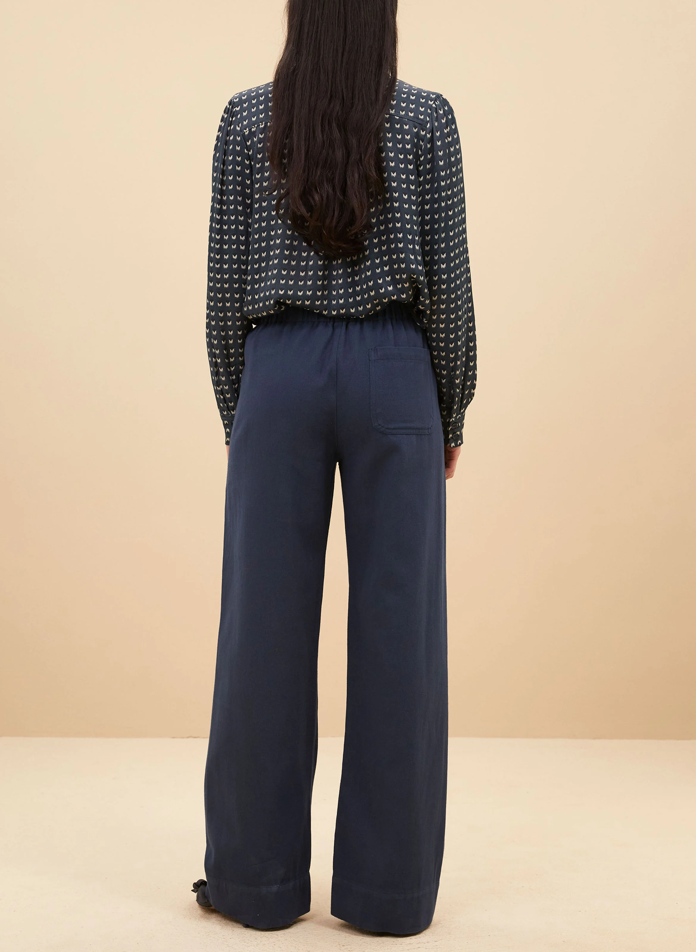 MEES - Pantalon droit velours côtelé en coton | Bleu