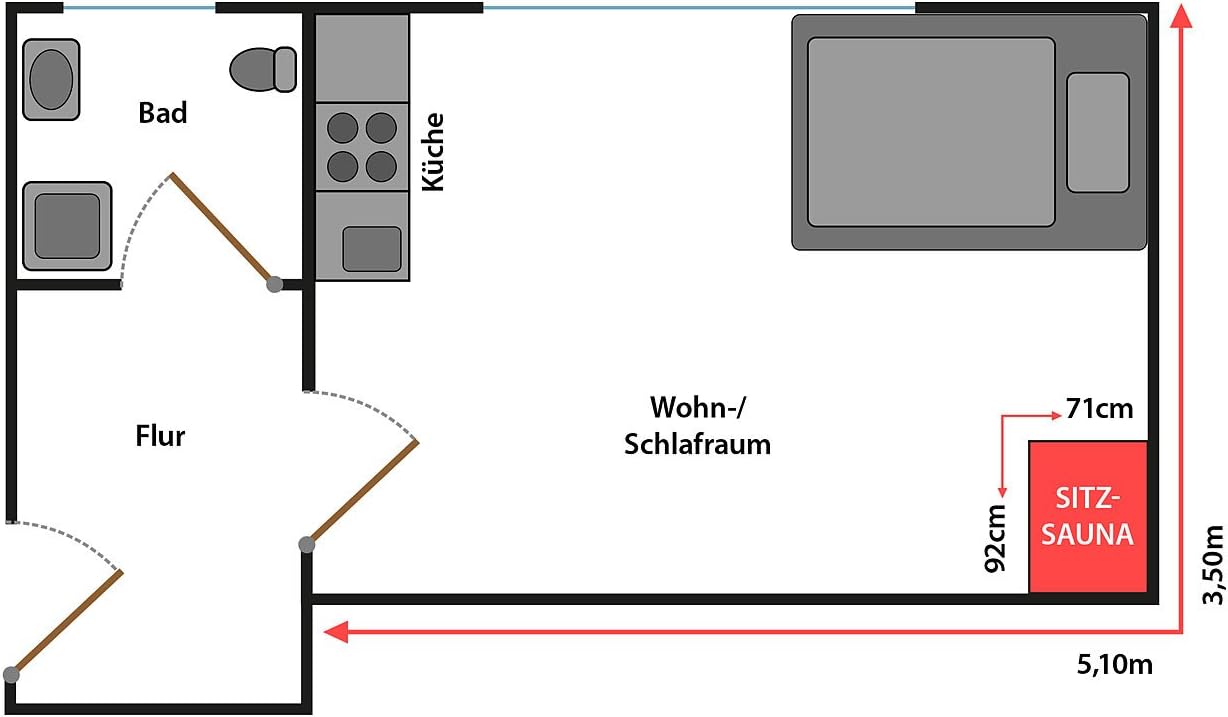 newgen medicals Infrarotkabine: Kompakte Infrarot-Sitzsauna aus Hemlock-Holz; 760 W; 0.62 m² (Infrarotsauna, Minisauna, Infrarotsitz für Sauna)