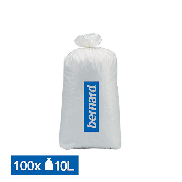 Sacs poubelle déchets courants Bernard blancs 10 L, lot de 100