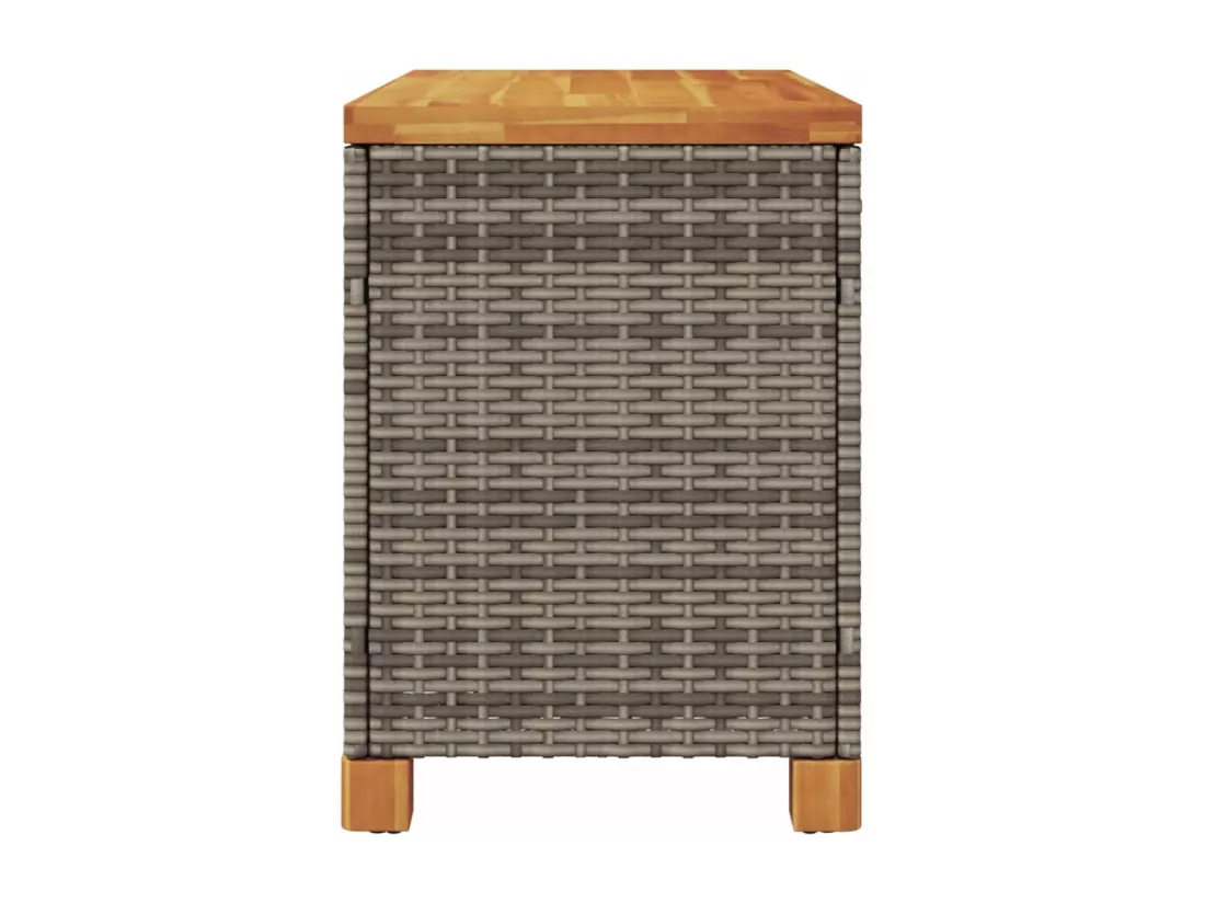 Boîte de rangement de jardin gris résine tressée bois d'acacia