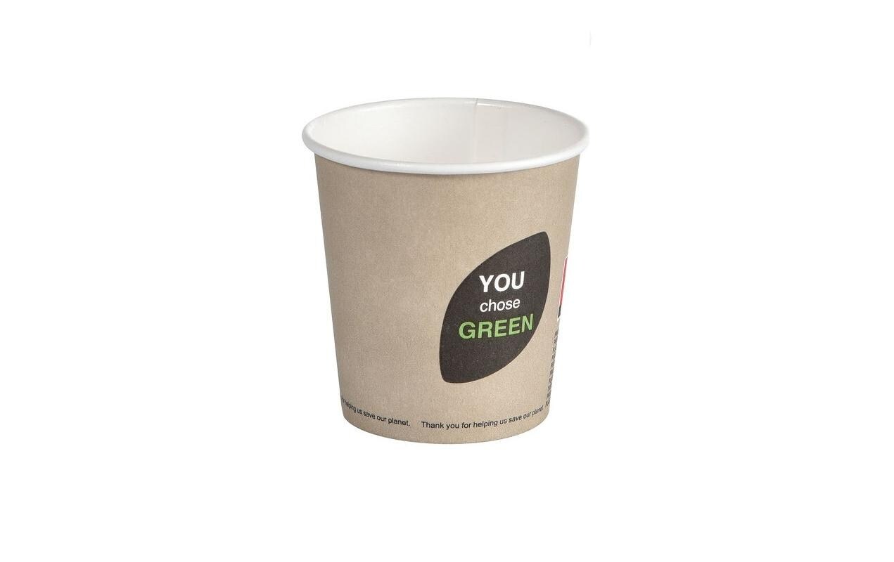 Einweg-Kaffeebecher Thank You 120 ml, 45 Stück, BeigeBecher aus nachwachsendem Material