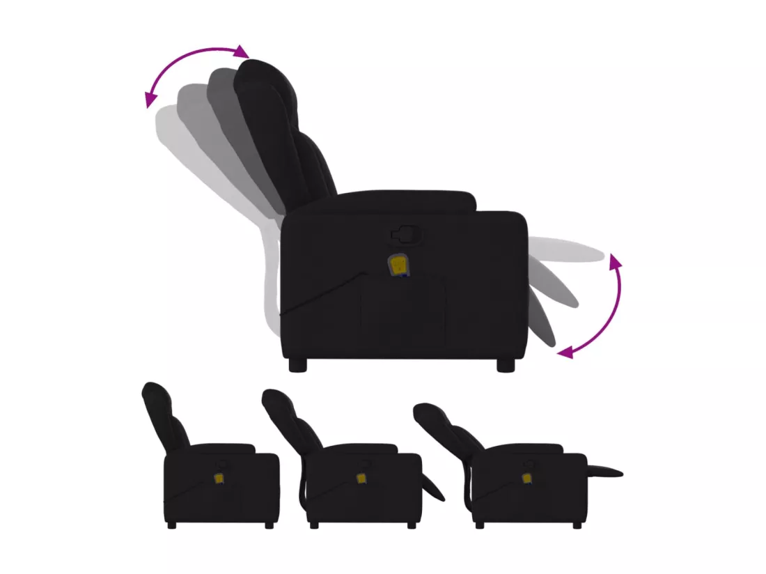 Fauteuil massant inclinable Noir Tissu