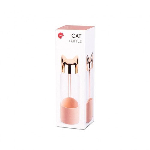 Garrafa térmica para viagem em formato de gato, rosa
