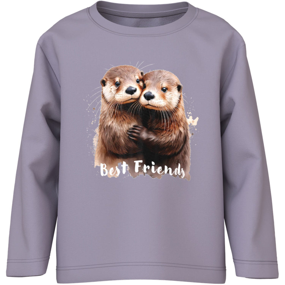 Køb Name It Lavender Gray Otter Friends Nmfvotea Ls Nreg Top
