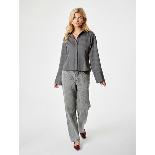 Neo Noir Rosa Pinstripe Skjorte, Grey, 36