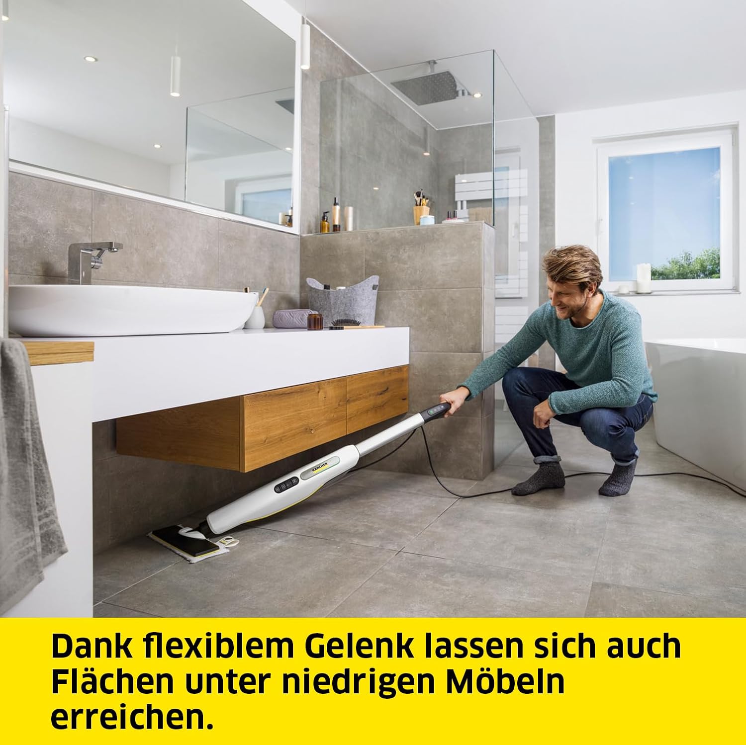 Kärcher Dampfreiniger SC 3 Upright EasyFix, Aufheizzeit: 0,5 min., Flächenleistung: ca. 60 m², Tank: 0,5 l, Heizleistung: 1.600 W, mit Bodendüse, Bodentuch, Teppichgleiter, Entkalkungskartusche