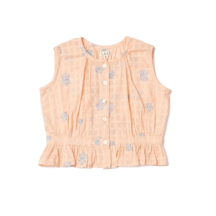Lali Top Sans Manches Corset à Carreaux | Saumon