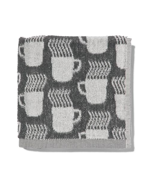 essuie-mains 50x50 coton gris avec tasses de café