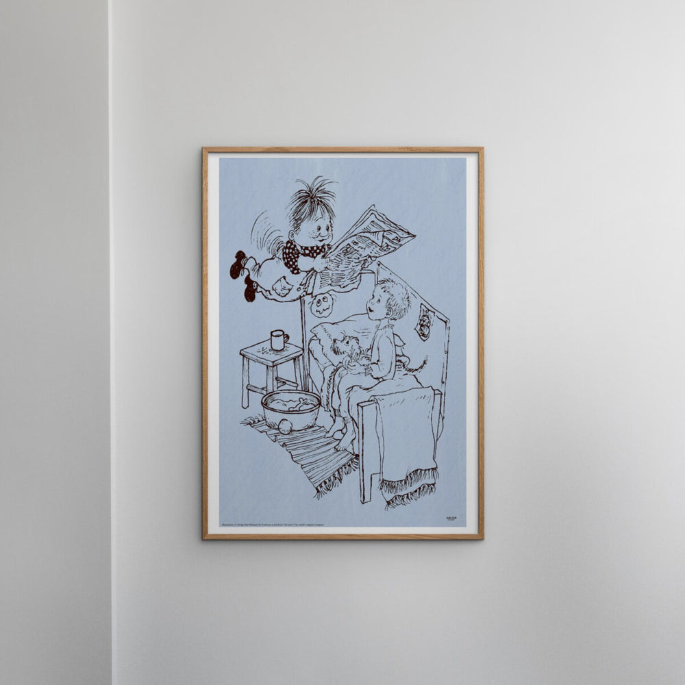 Køb Poster & Frame Astrid Lindgren - Newspaper - Karlsson On The Roof