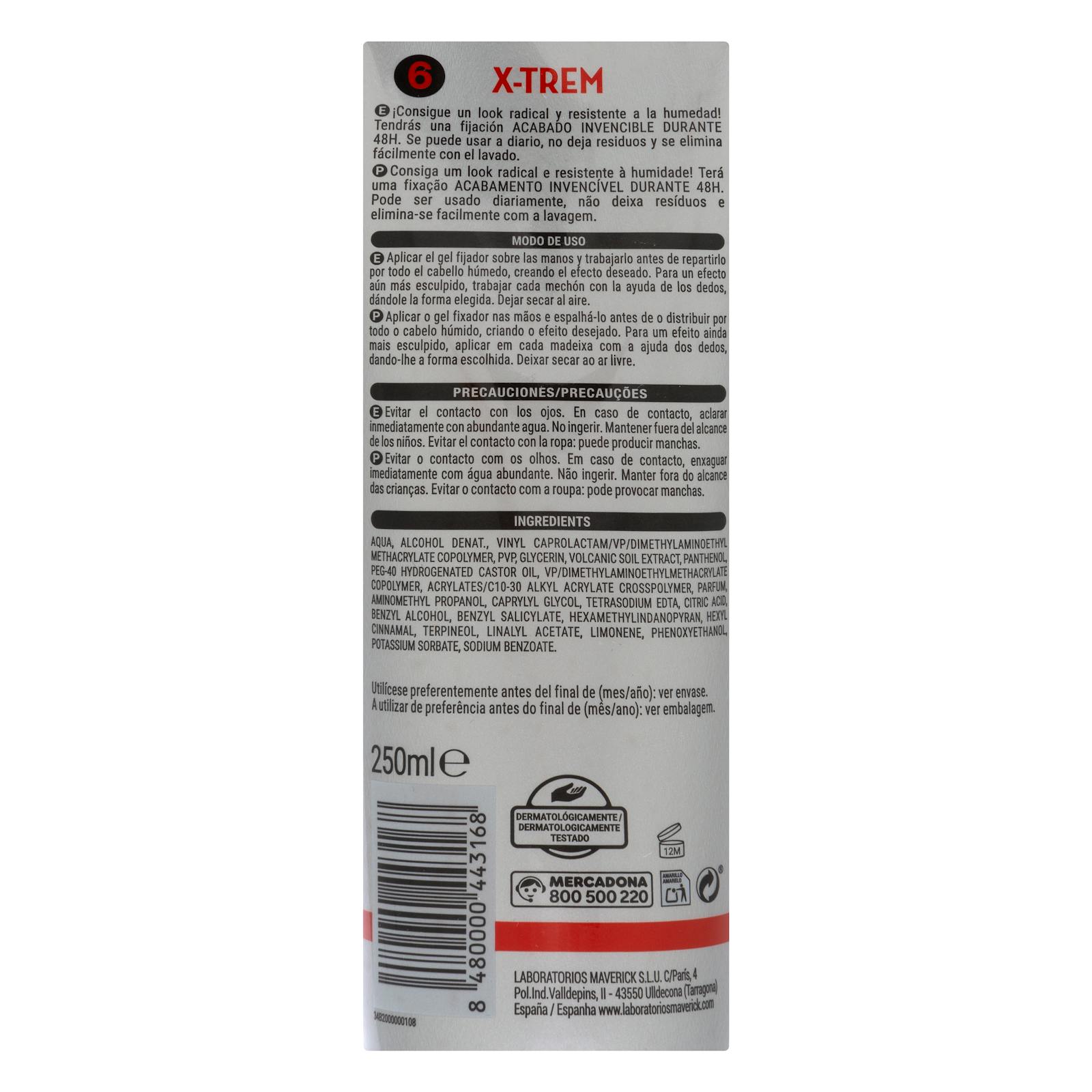 Gel fixateur capillaire Deliplus X-trem, tenue 6
