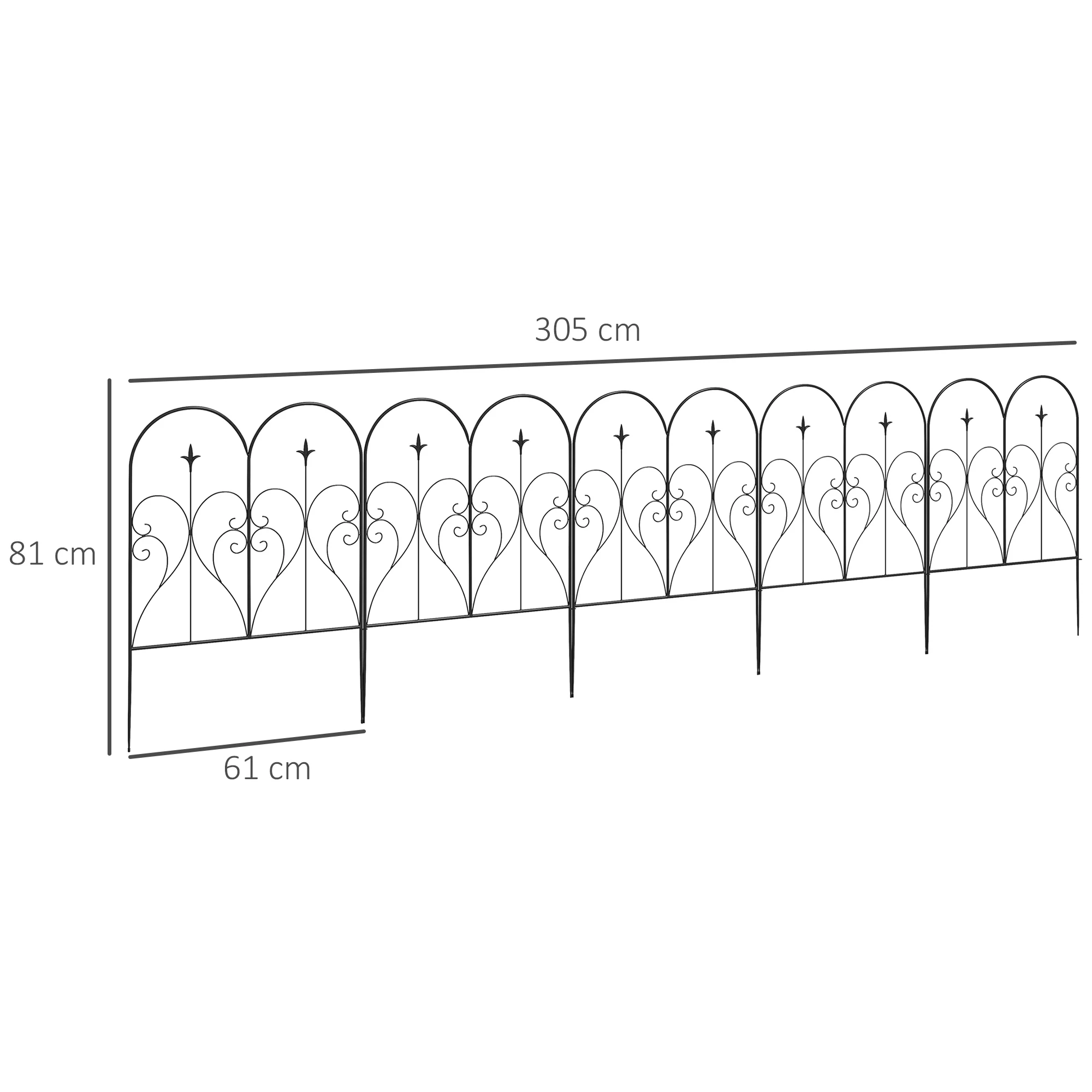 Cercas de jardim pretas Outsunny