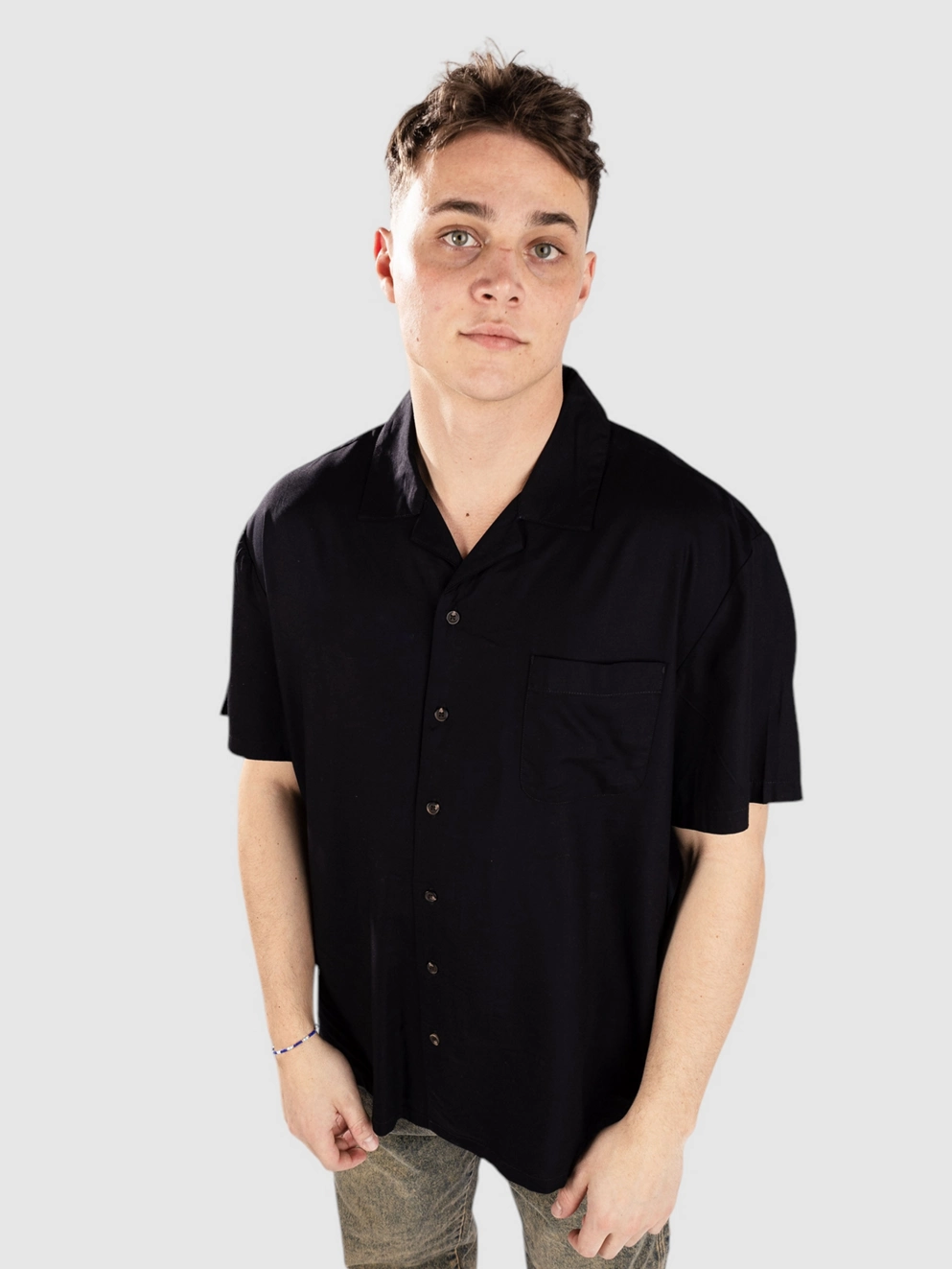 Brixton Bunker Camp Collar Shirt black