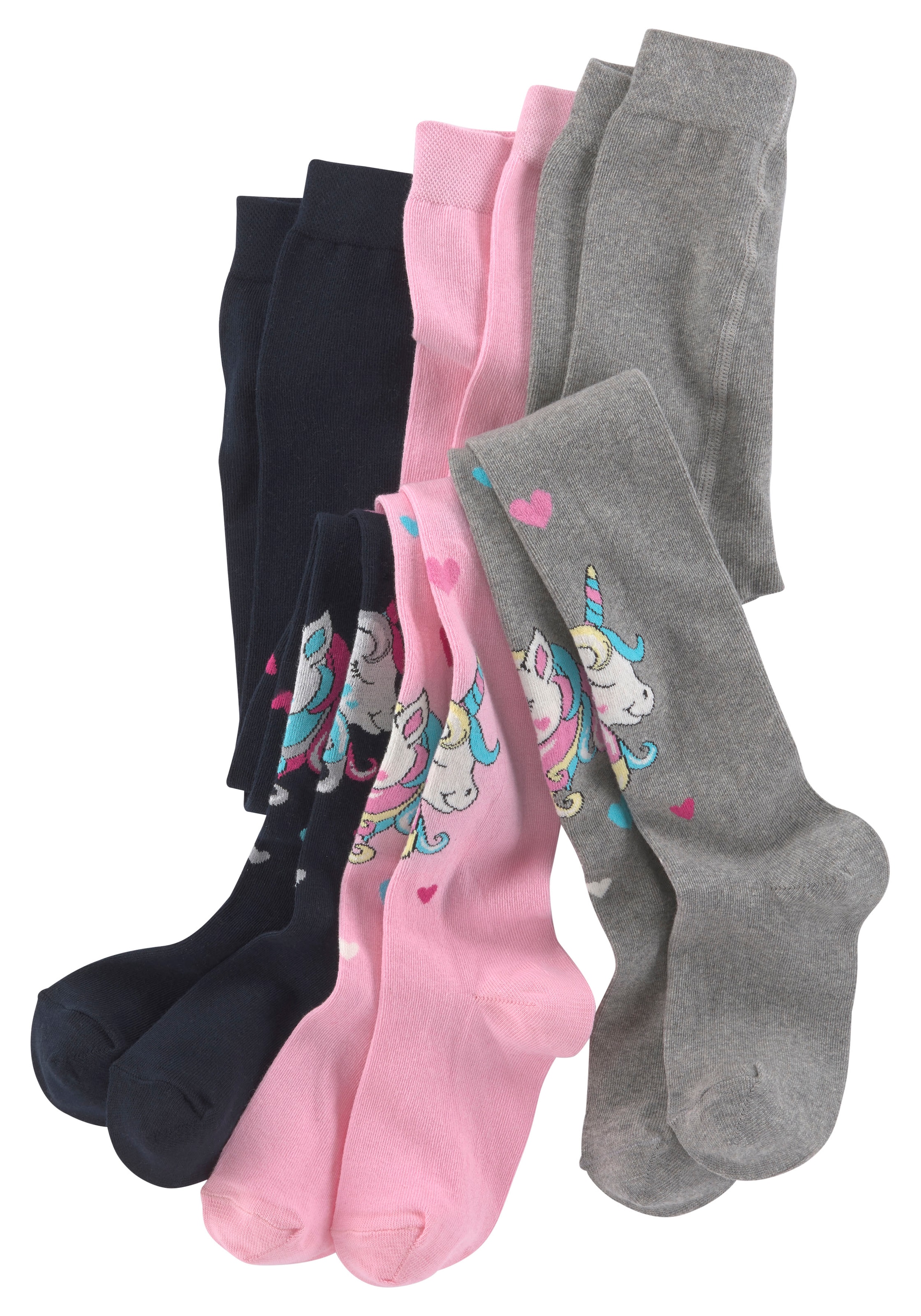 H.I.S Strickstrumpfhose Packung, 3 Stk. tlg. mit eingestrickten Einhorn Motiven