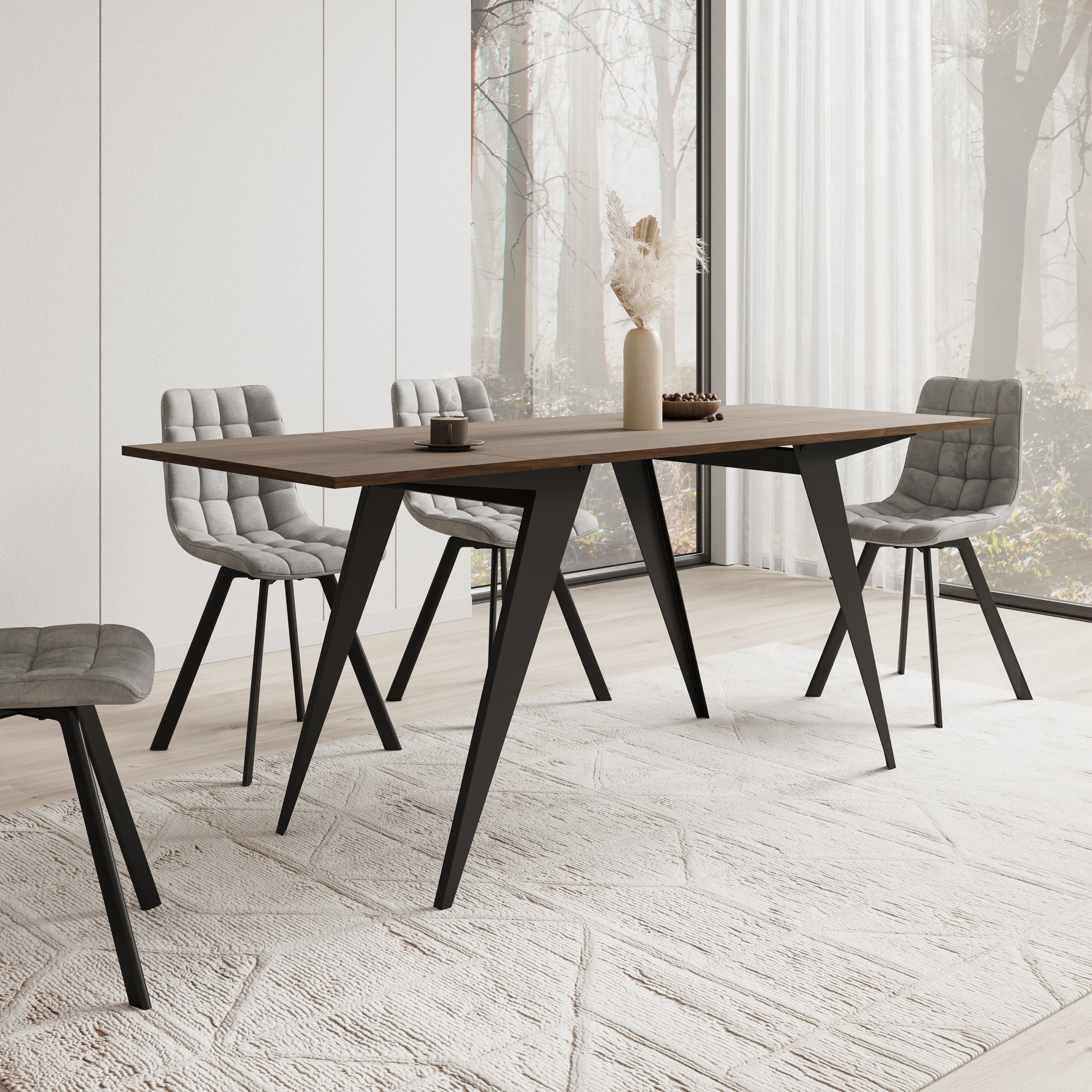 Xyra - Salontafel uitschuifbaar tot eettafel - Donker eikenpatroon - 90x70x45 cm