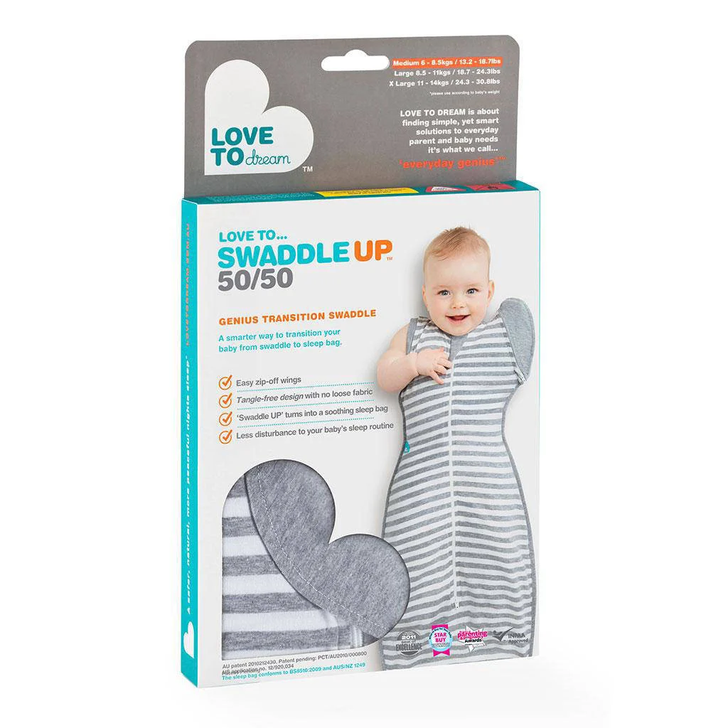 Super leuk en comfySwaddleUp overgangsslaapzak Fase 2 TOG 1.0 grijs/wit