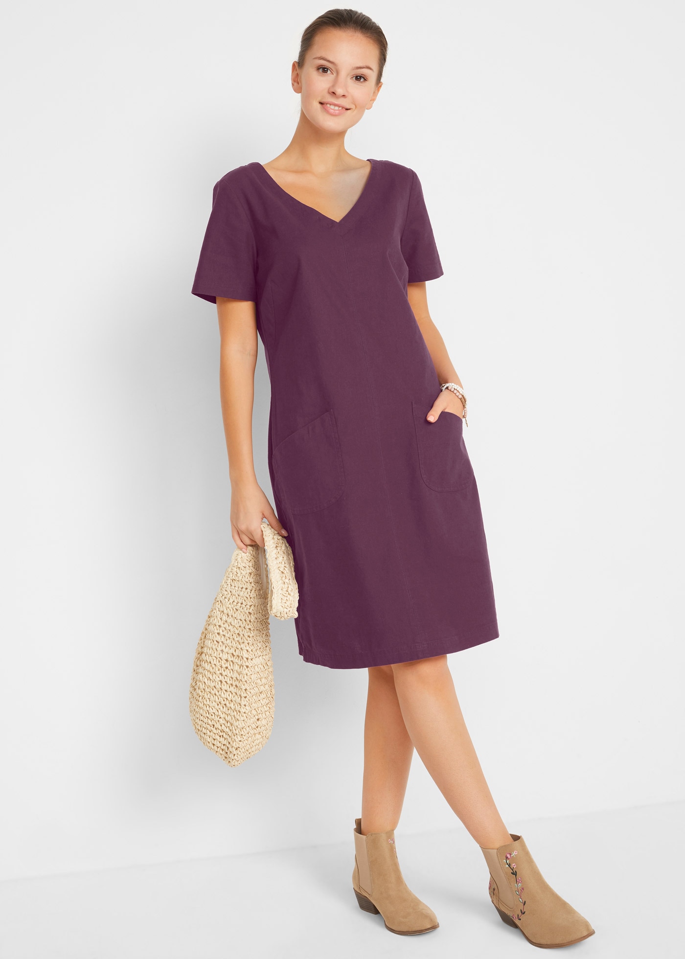 bonprix Minikleid »Minikleid mit Leinen« Minikleid mit Leinen
