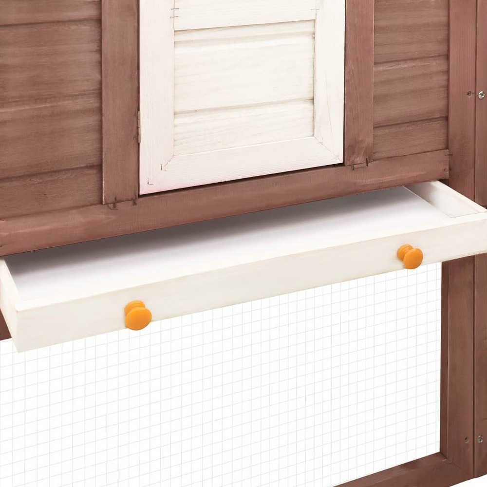 Clapier d'extérieur avec piste 250 x 192 x 105 cm moka et blanc bois de sapin