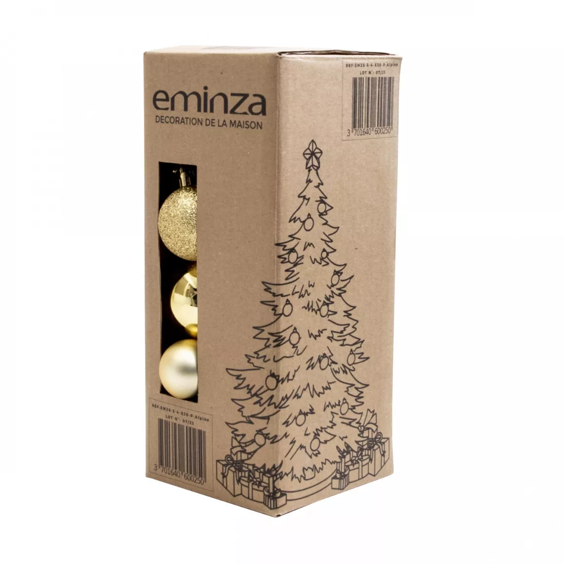 Lot de 30 boules de Noël assorties New Alpine Or