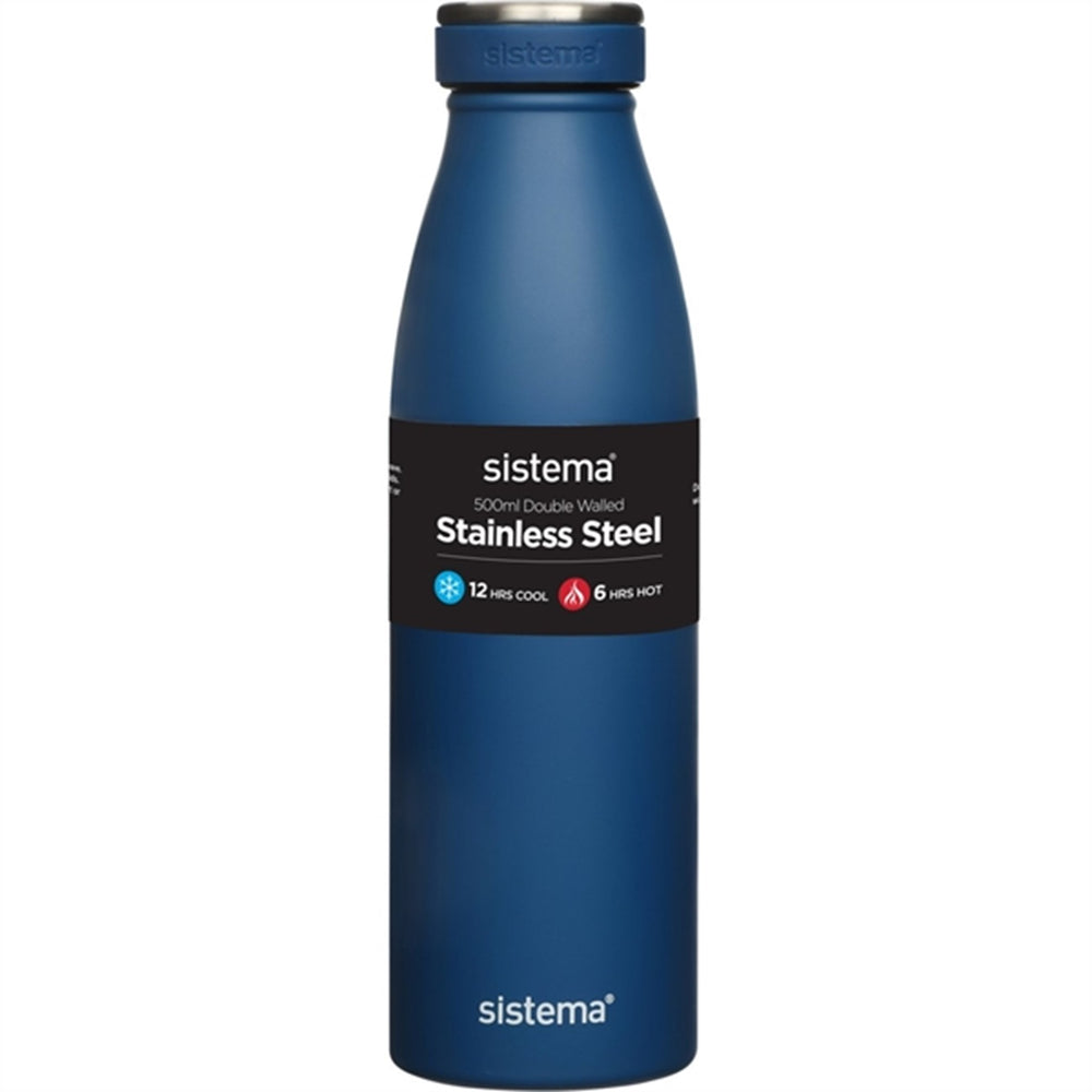 Køb Sistema Stainless Steel Drikkedunk 500 ml Ocean Blue