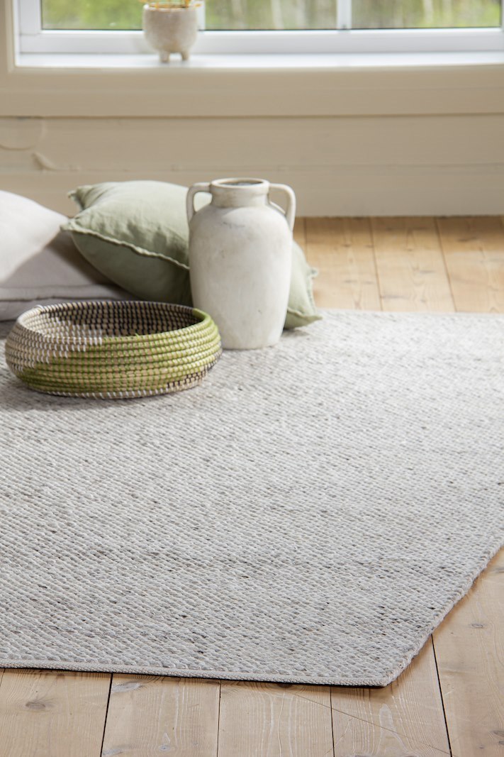 Nordic gulvteppe 160x230 Håndvevd beige ull/polyester. 160x230 cm