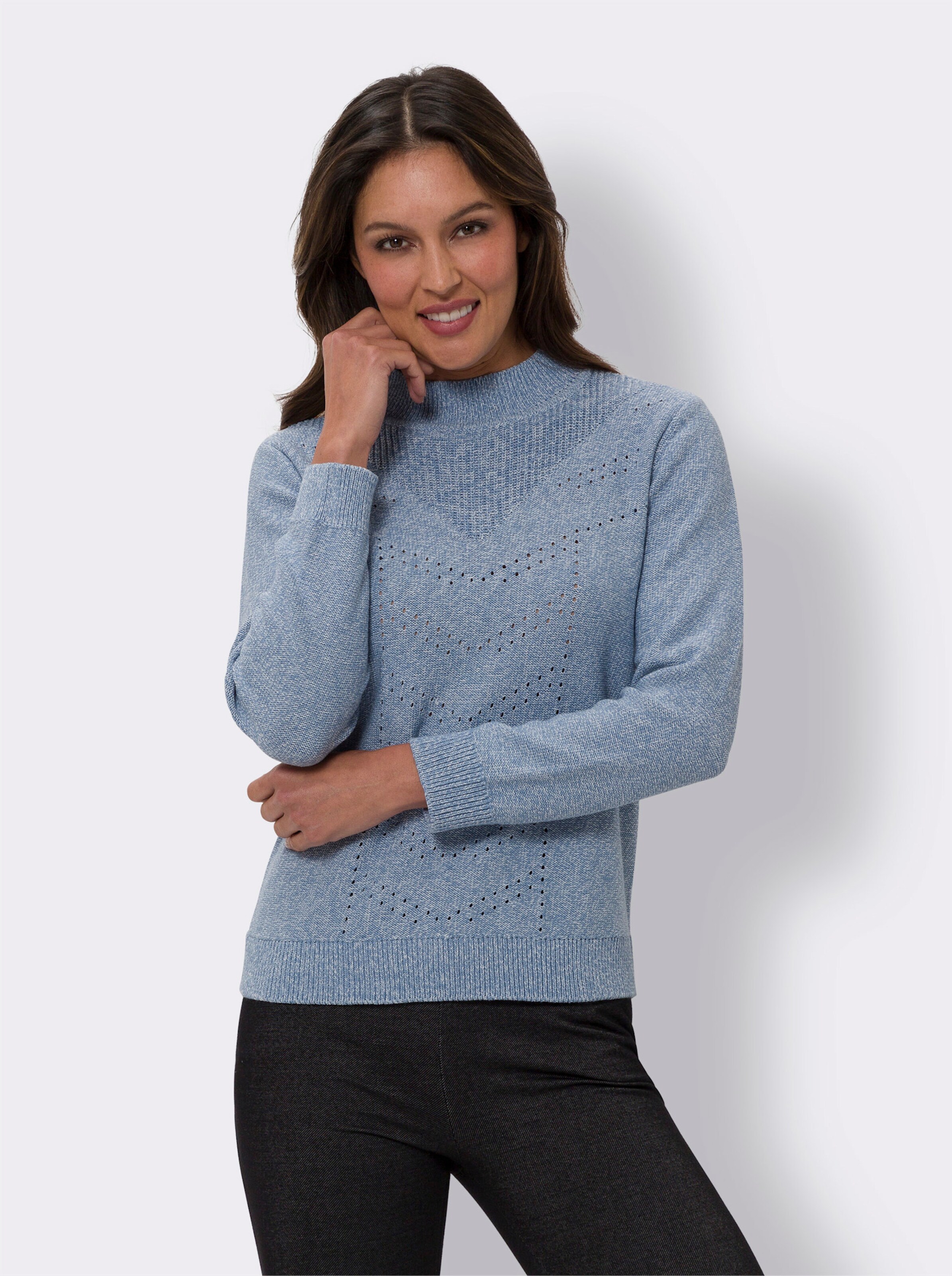 Langarm-Pullover in Melange-Optik