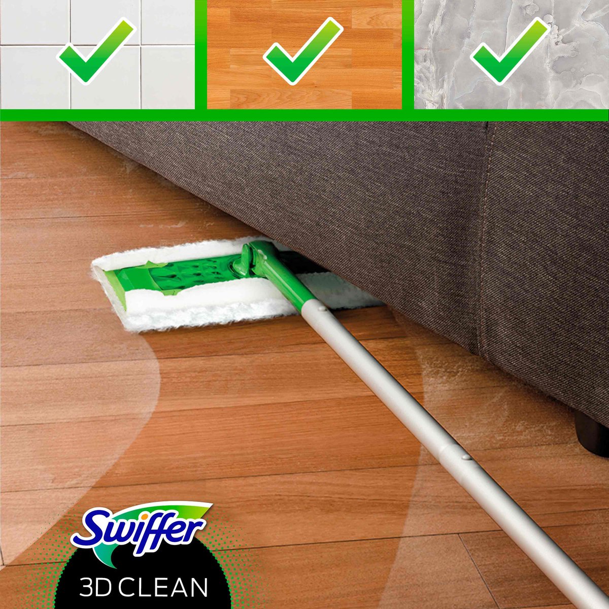 Swiffer Starterkit Vloer 3D Clean + 4X Droge + 2X Nat Doekjes (1 Set)