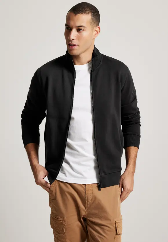 Softe gewaschene Sweatjacke - Black