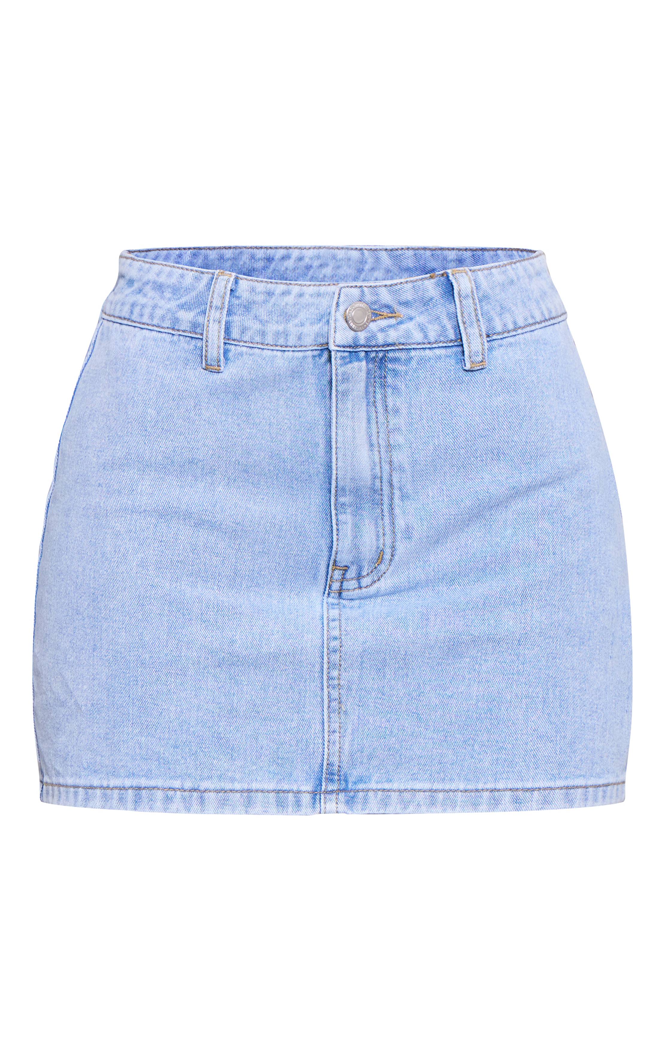 Bleu Clair Jupe Mini En Denim Brodé Petite