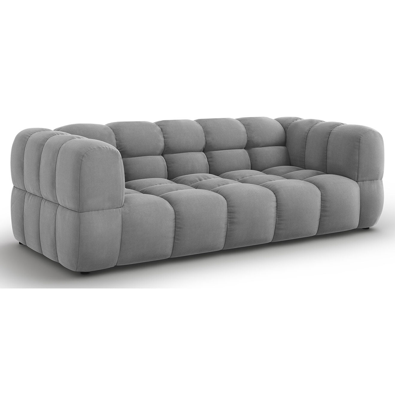 Mazzini Sofas Canapé Velours Aster 3 Places gris clair - 214x102x75 cm