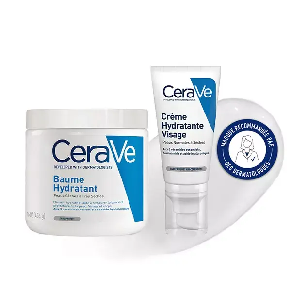 Rotina CeraVe para Rosto e Corpo para Pele Seca: Bálsamo Hidratante 454ml e Hidratante Facial 52ml