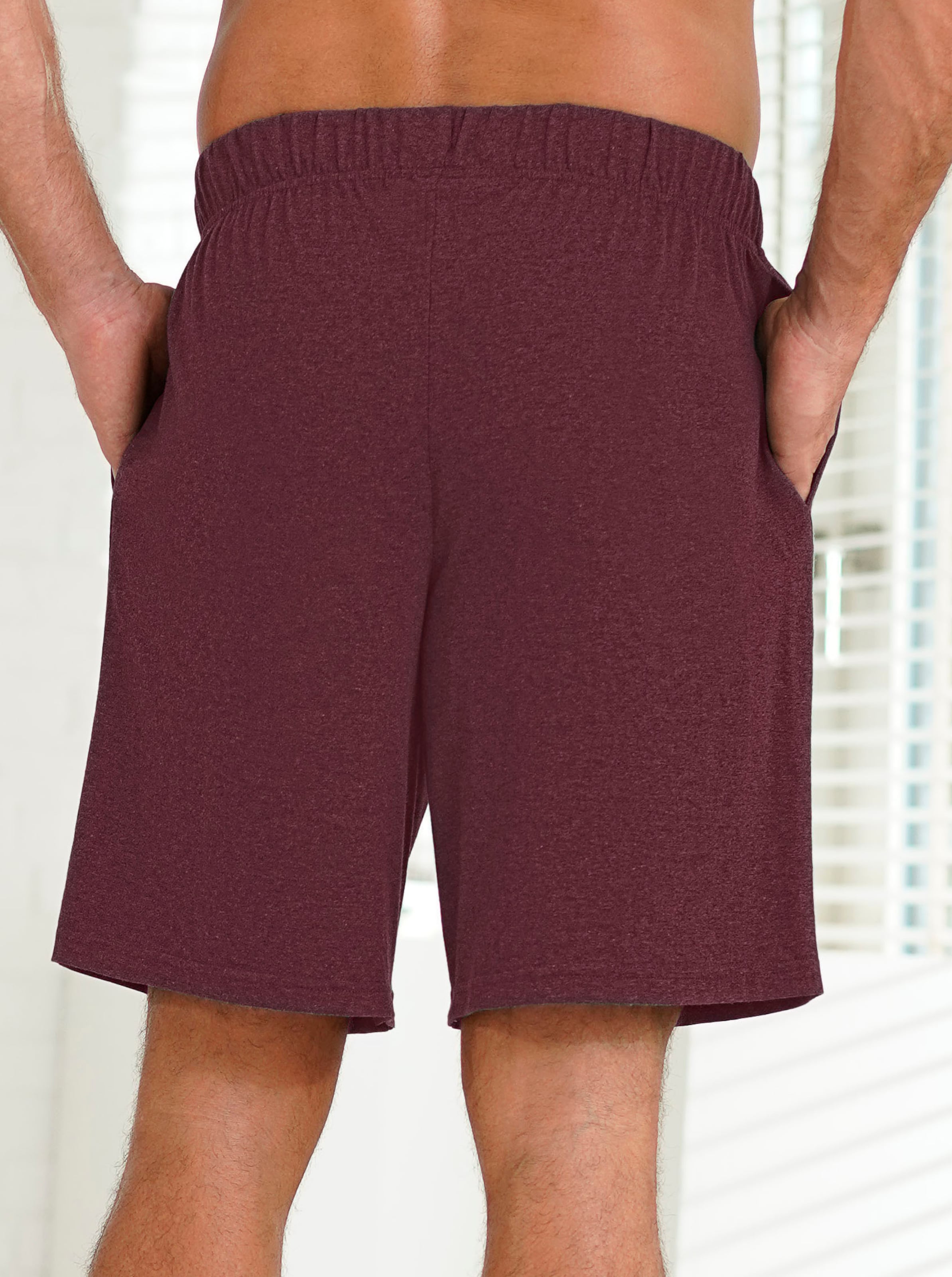 wäschepur men Hose kurz in bordeaux + schwarz