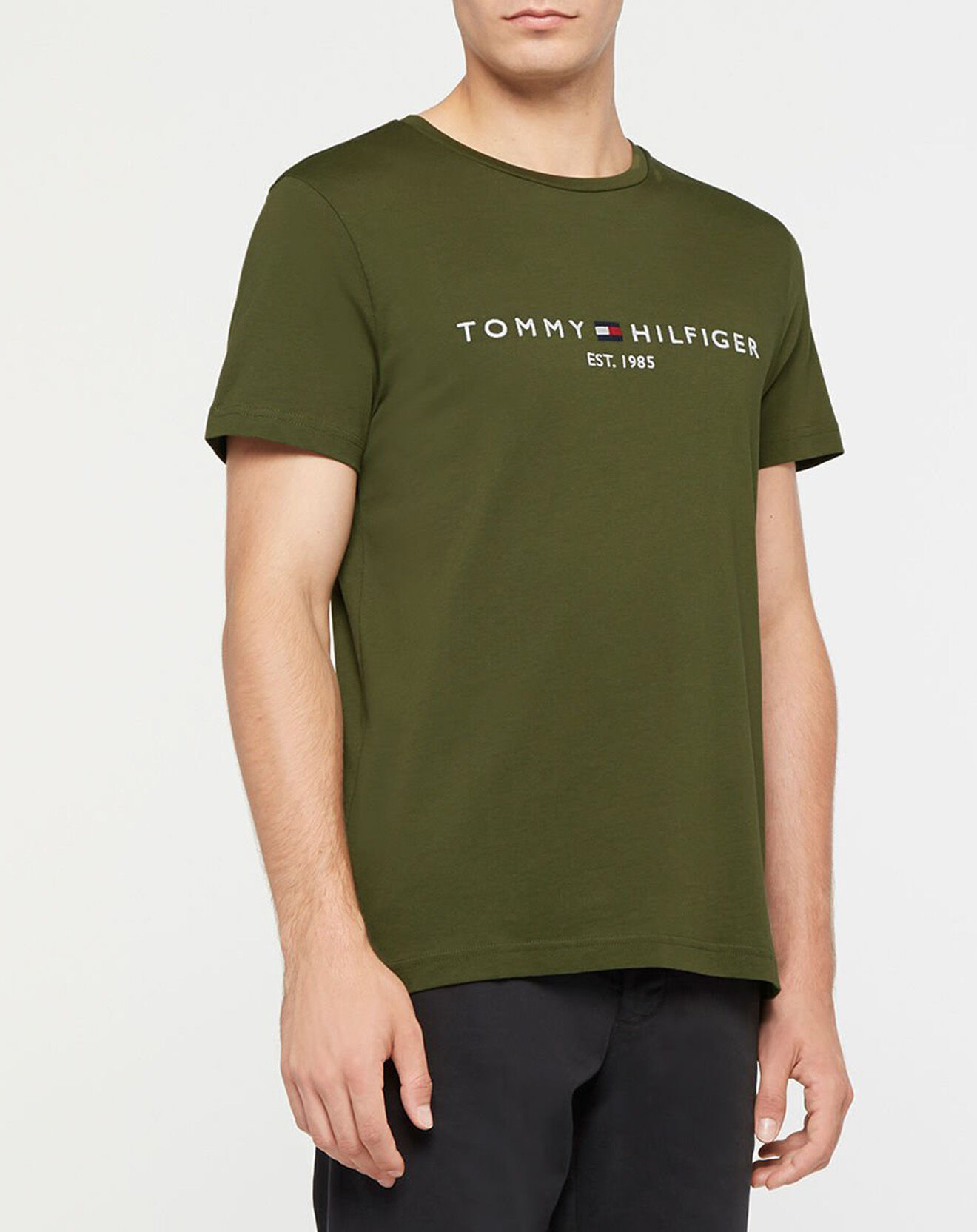 Tommy Hilfiger T-Shirt 100% Coton Bio Tommy Logo kaki foncé