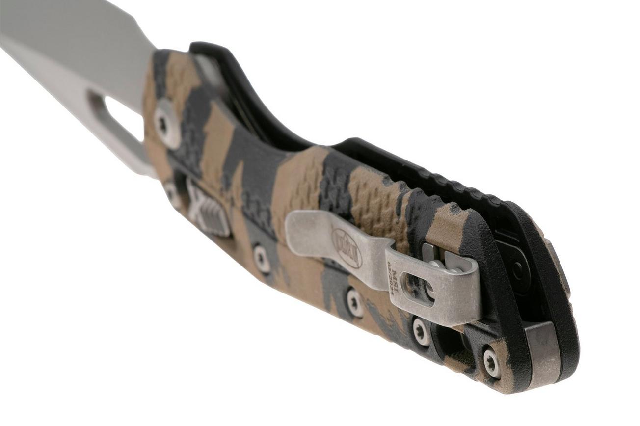 Microtech MSI Standard Issue 210T-10APPMTRC, Apocalyptic Stonewashed M390MK, Tiger Camo Tri-Grip Polymer zakmes