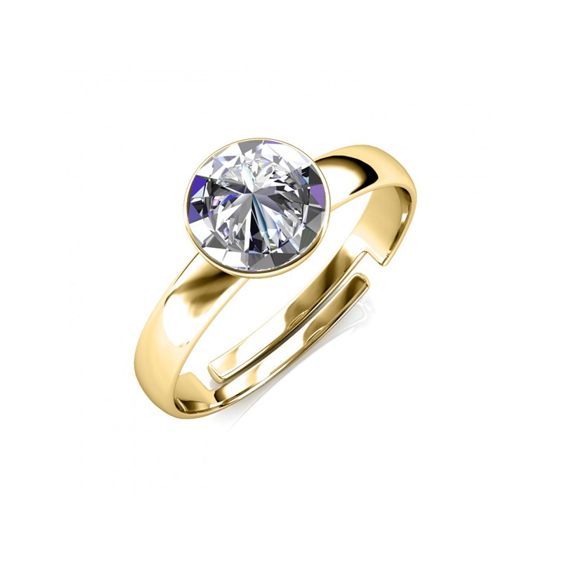 Bague réglable Acacia - Doré et Cristal