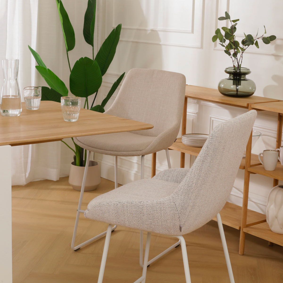 Barkruk Nino-Isa grjis beige gemêleerd - wit 75 cm