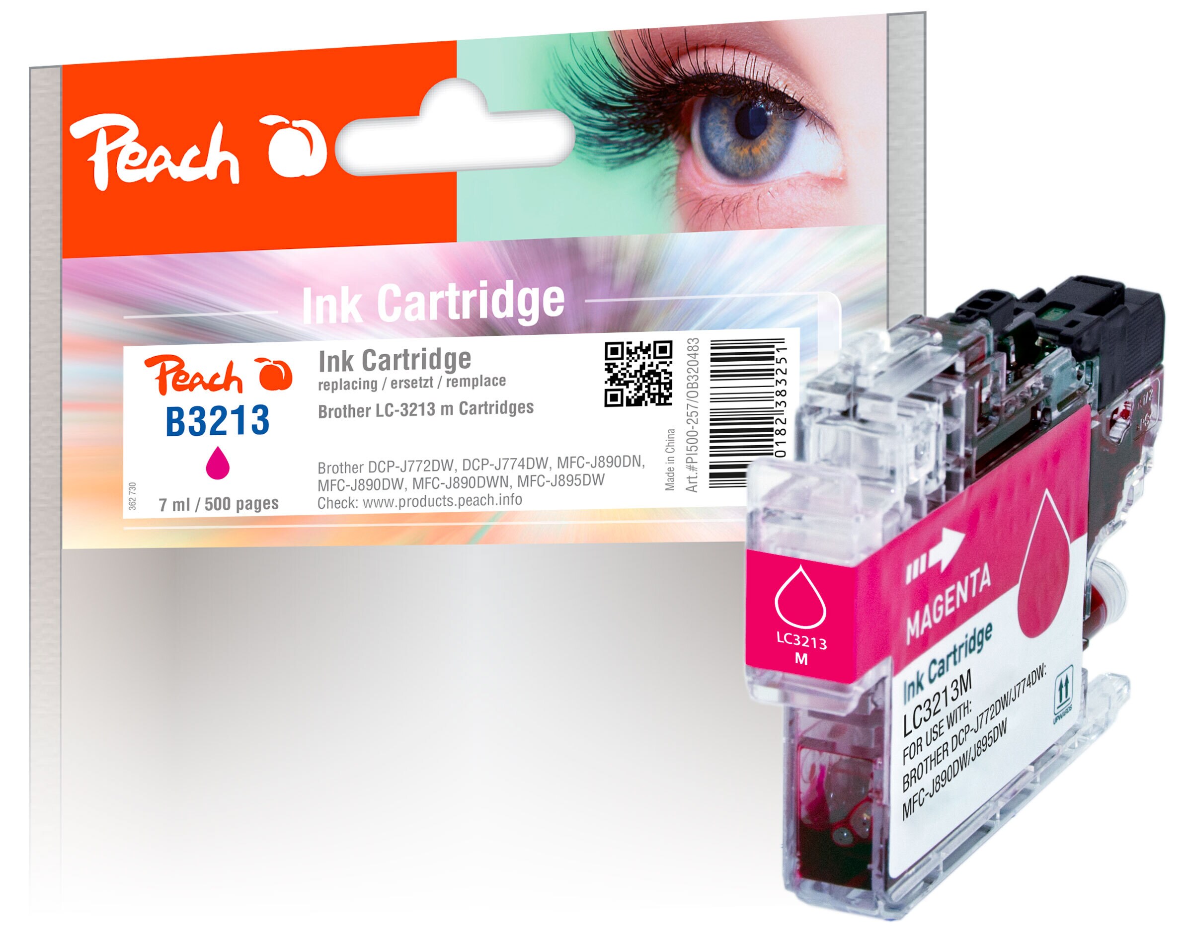 Peach B3213 M Druckerpatrone XL ma ersetzt Brother LC-3213M für z.B. Brother DCPJ 572 DW, Brother DCPJ 774 DW, Brother MFCJ 895 DW, Brother DCPJ 770