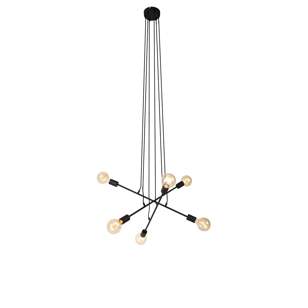 Moderne hanglamp zwart 80 cm 6-lichts - Sydney