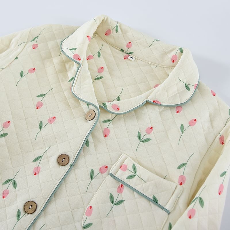 Dogini - Pyjamaset: Bloemenshirt + Broek