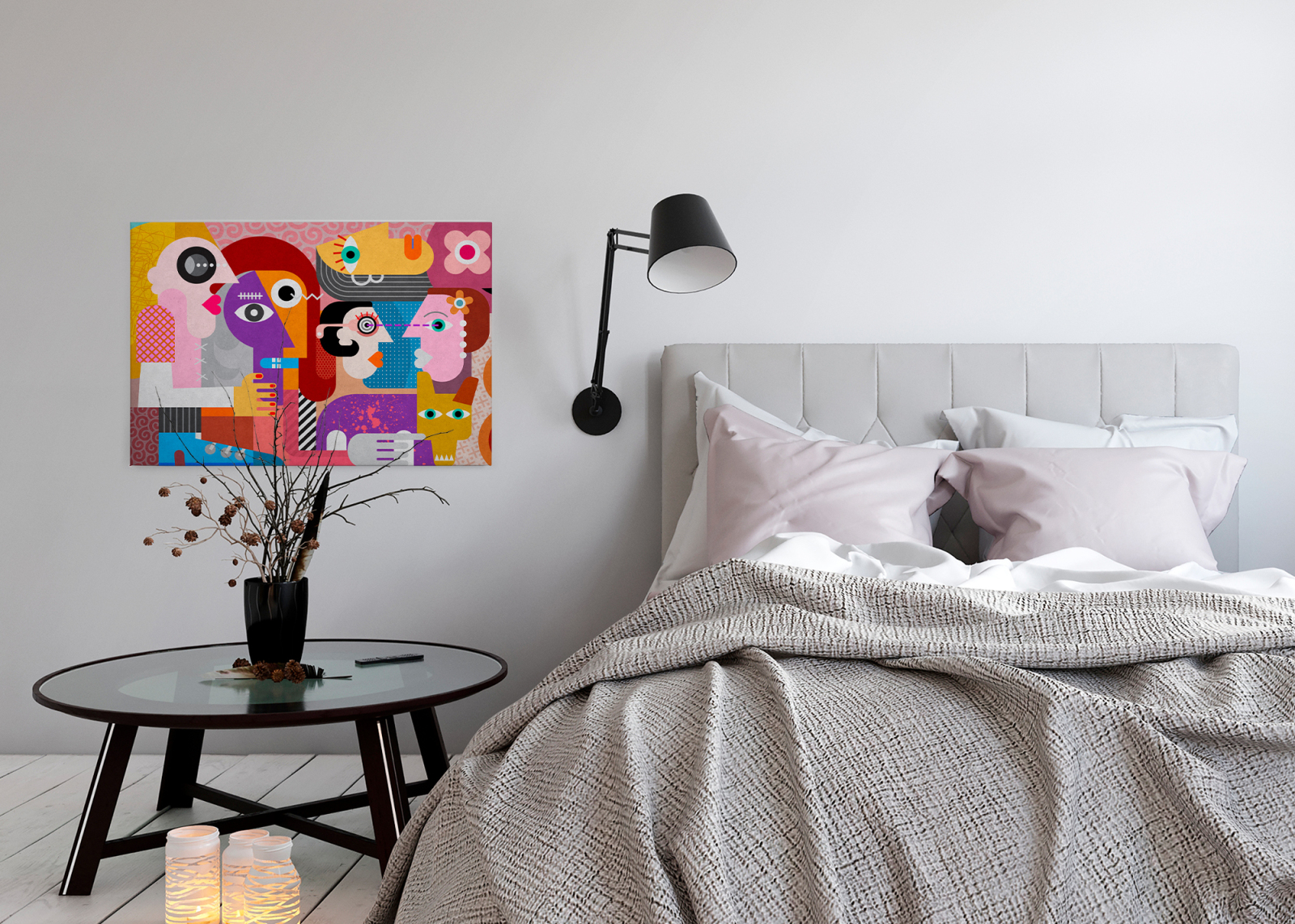 Leinwandbild PAARE - pink-gelb - 90x60 cm