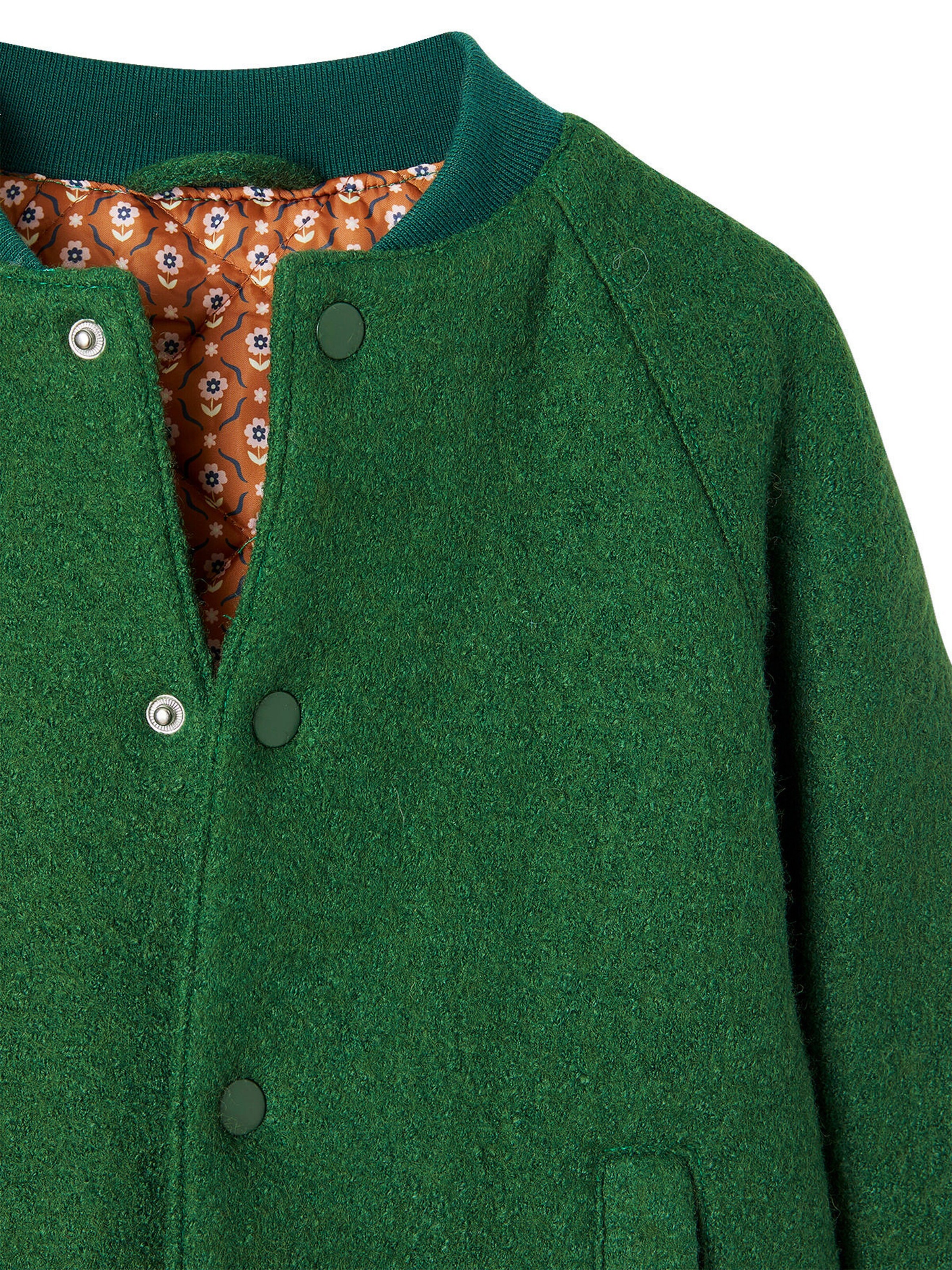 Vertbaudet Mädchen Bouclé-Collegejacke, Wattierung Recycling-Polyester englischgrün