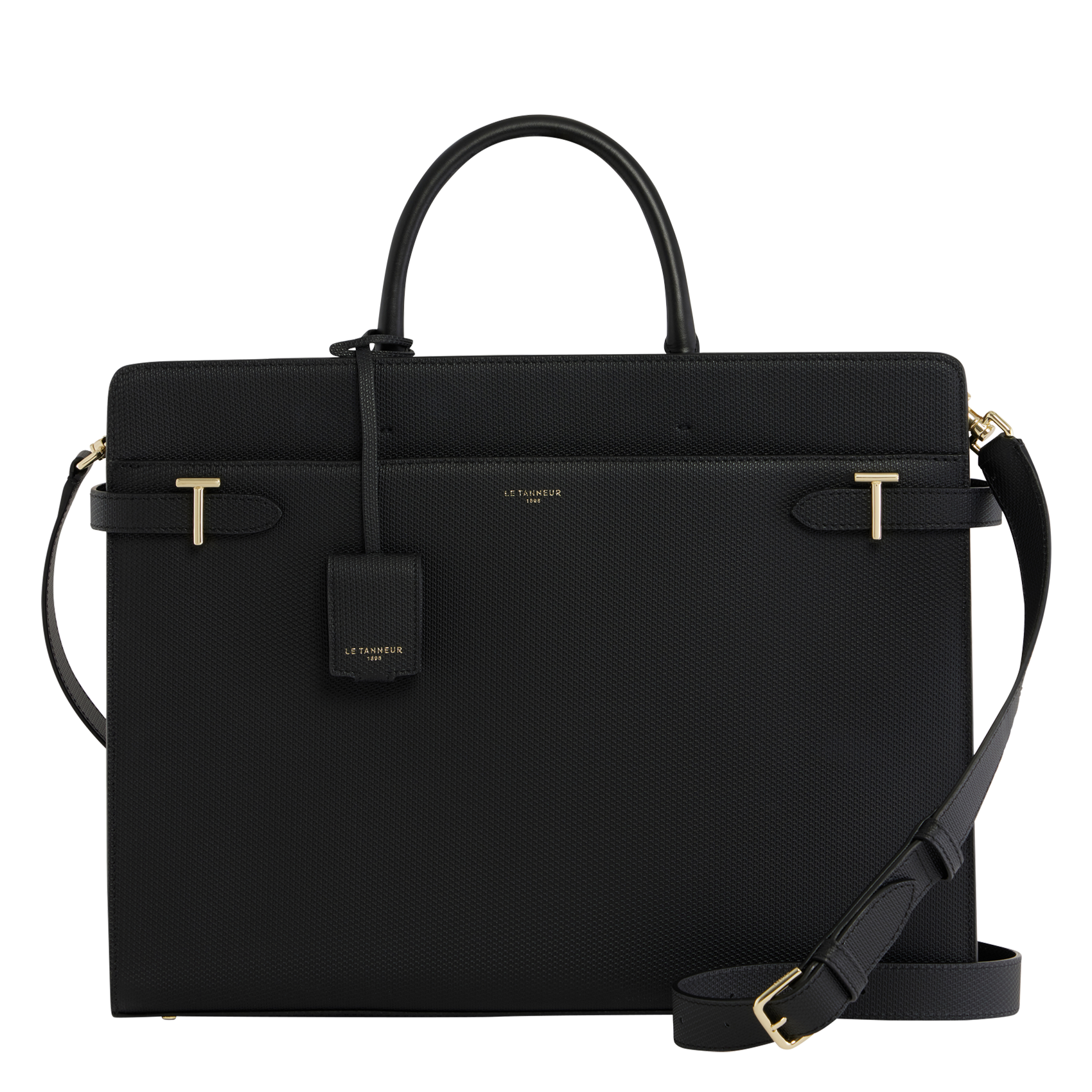 EMILIE - Porte-documents en cuir de vachette monogramme | Noir