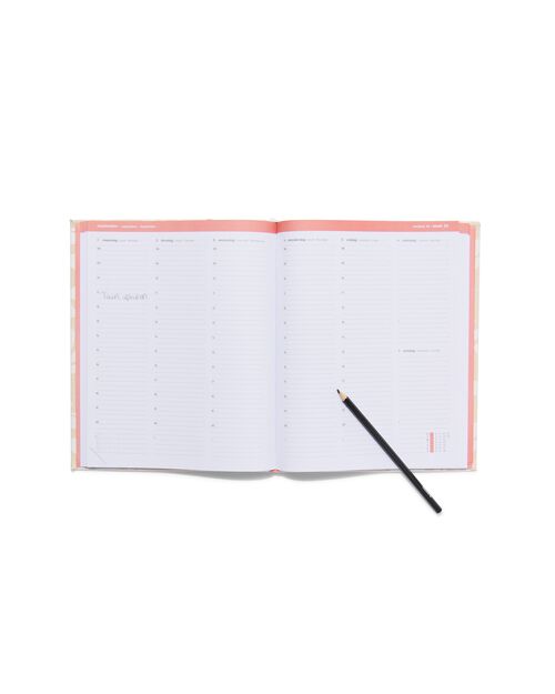 agenda de bureau 2025 A4 textile fleurs