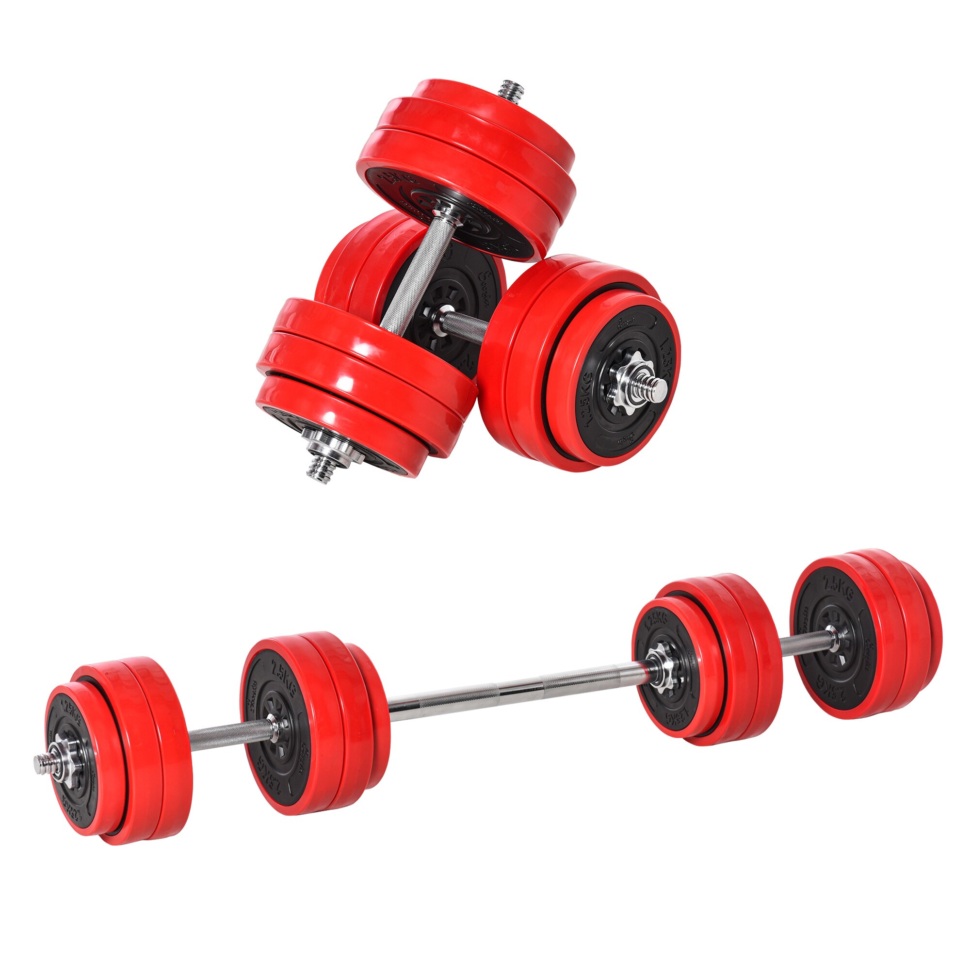 HOMCOM Hantel-Set 2-in-1 Verstellbare Hantel Rot 21,5 x 21,5 x 3,8 cm (BxTxH)