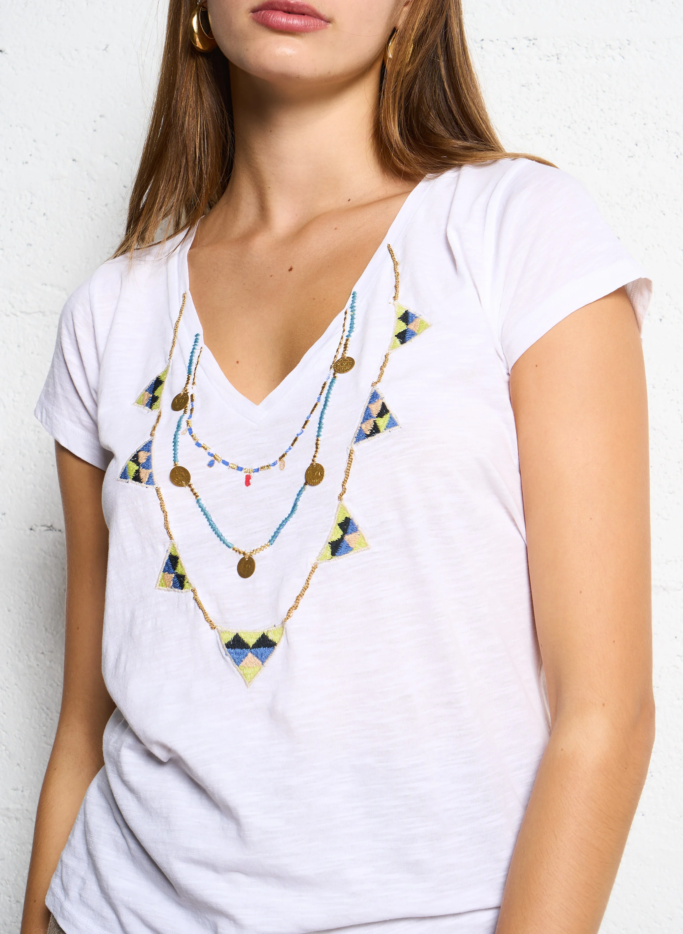 TONTON - Tee-shirt col V en coton bio | Blanc