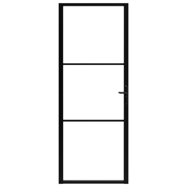 vidaXL Innerdør ESG-glass og aluminium 76x201,5 cm svart