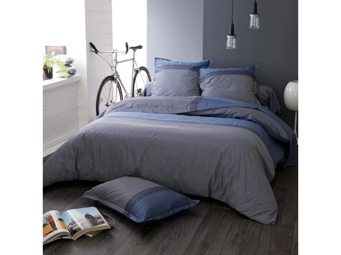 Taie de traversin 140x43 cm satin de coton ENZO bleu