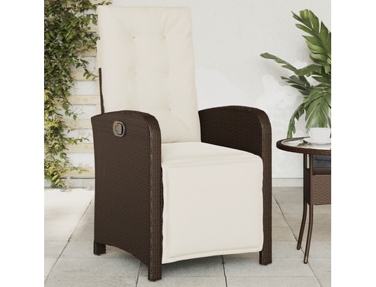 VIDAXL - Chaise inclinable de jardin repose-pied marron résine tress...