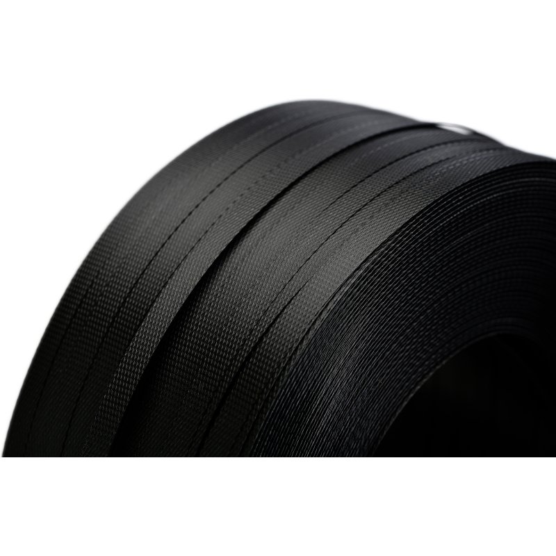 Bobine de cerclage feuillard polypropylène noir 12 mm x 1000 mètres en boîte distributrice