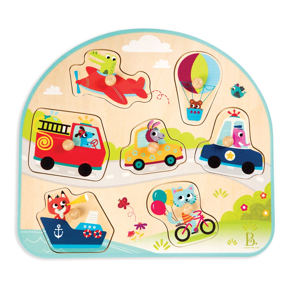 B.TOYS B. Vehicles On The Go - Holzpuzzle Verrückte Fahrzeuge 7-teilig