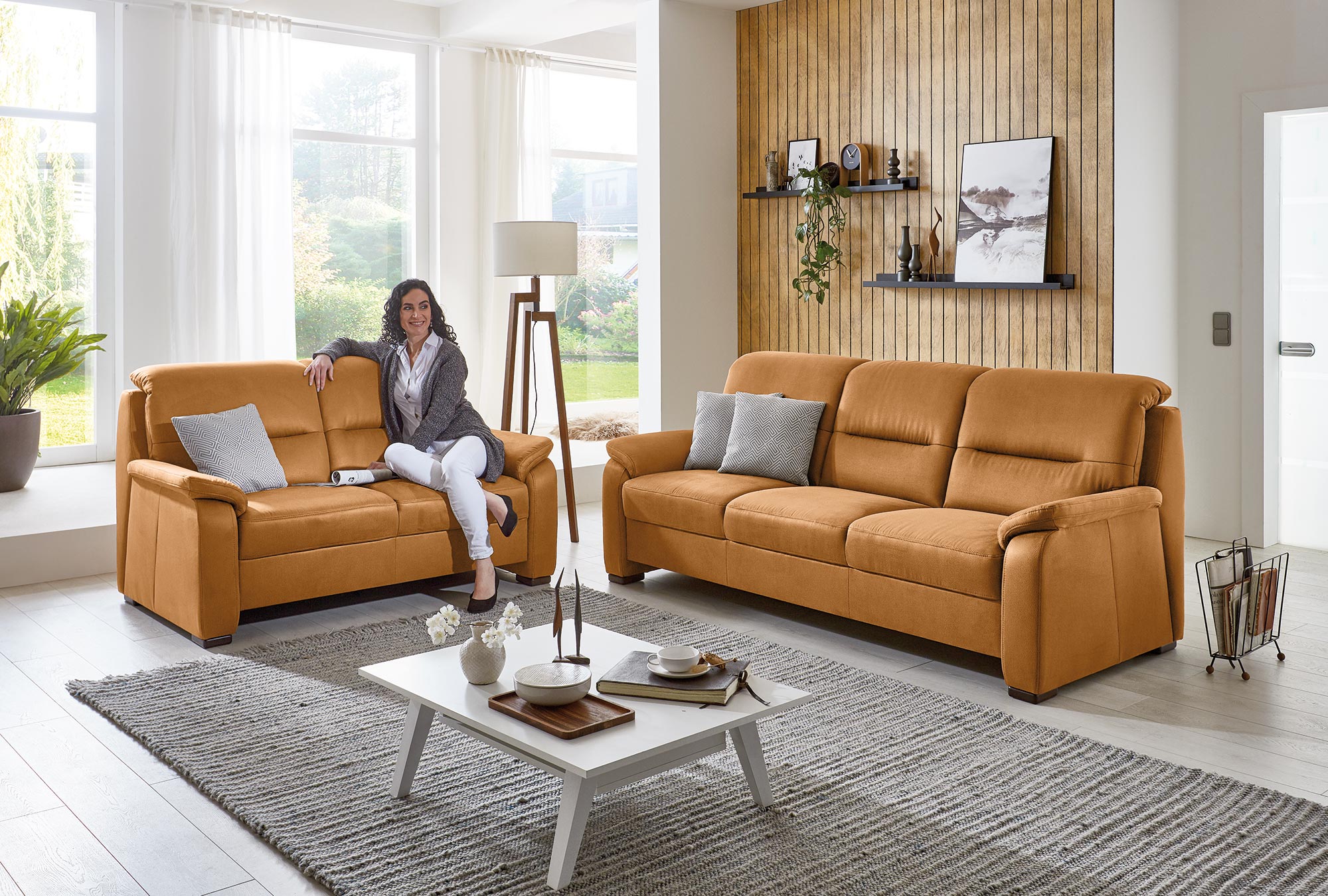 polsterpower 3-Sitzer-Sofa - braun - Microfaser